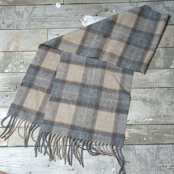 House of bruar pure cashmere check plaid fringe scarf - Picture 1 of 3